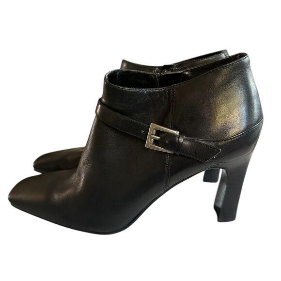 Bandolino Shoes - Bandolino Leather Square Toe 3” Heel Booties. Black Size 6.5.